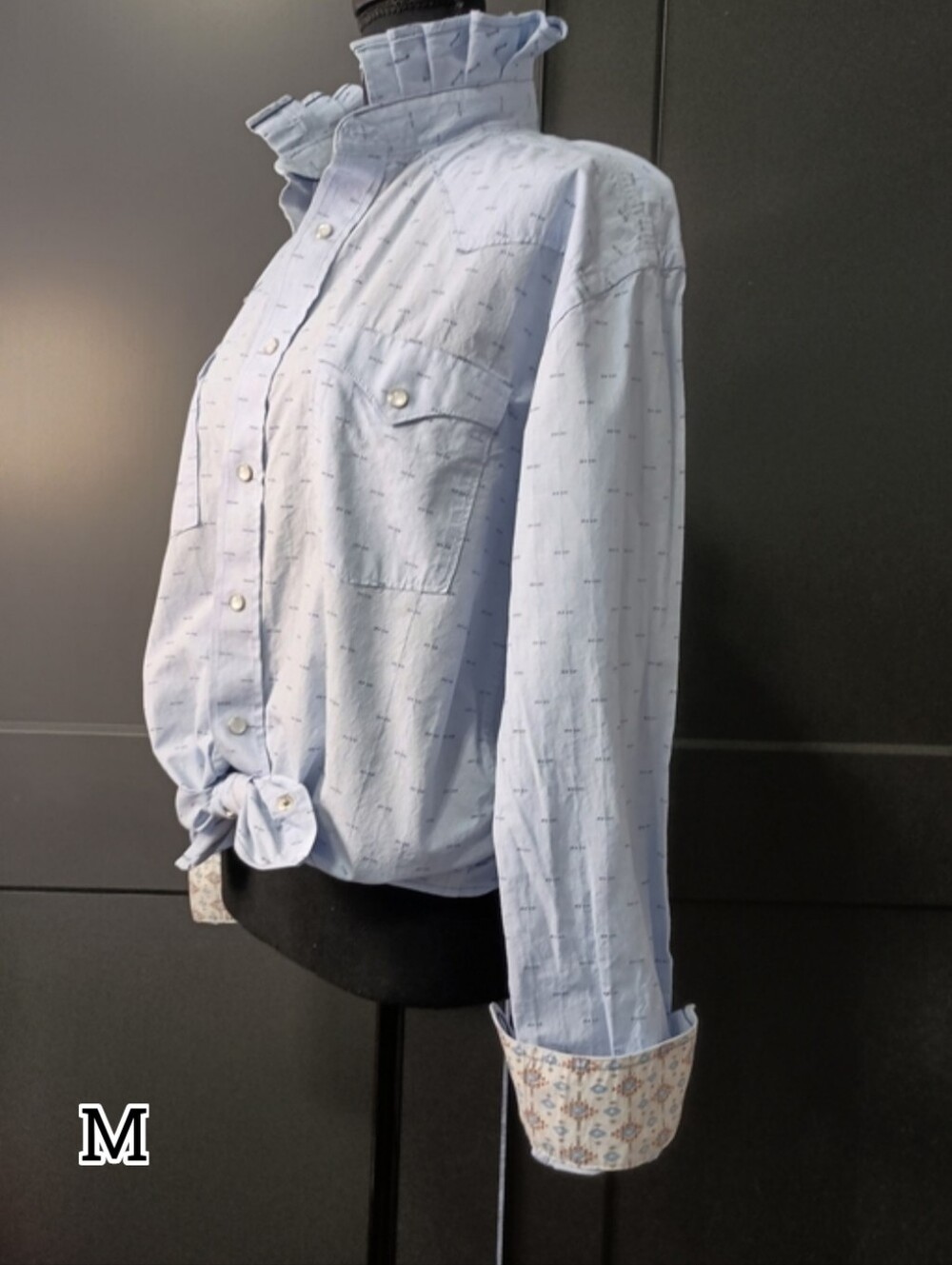 Upcycled Women's Panhandle Ruffle Collar Shirt #152